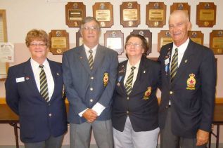 members of the Northbrook Legion l-r, Pam Lemke, Steve Michaud, Laura-Lee Meeks, and Mike Powley took part in a special 90 year anniversary celebration of the Canadian Legion at the Northbrook Legion on August 15